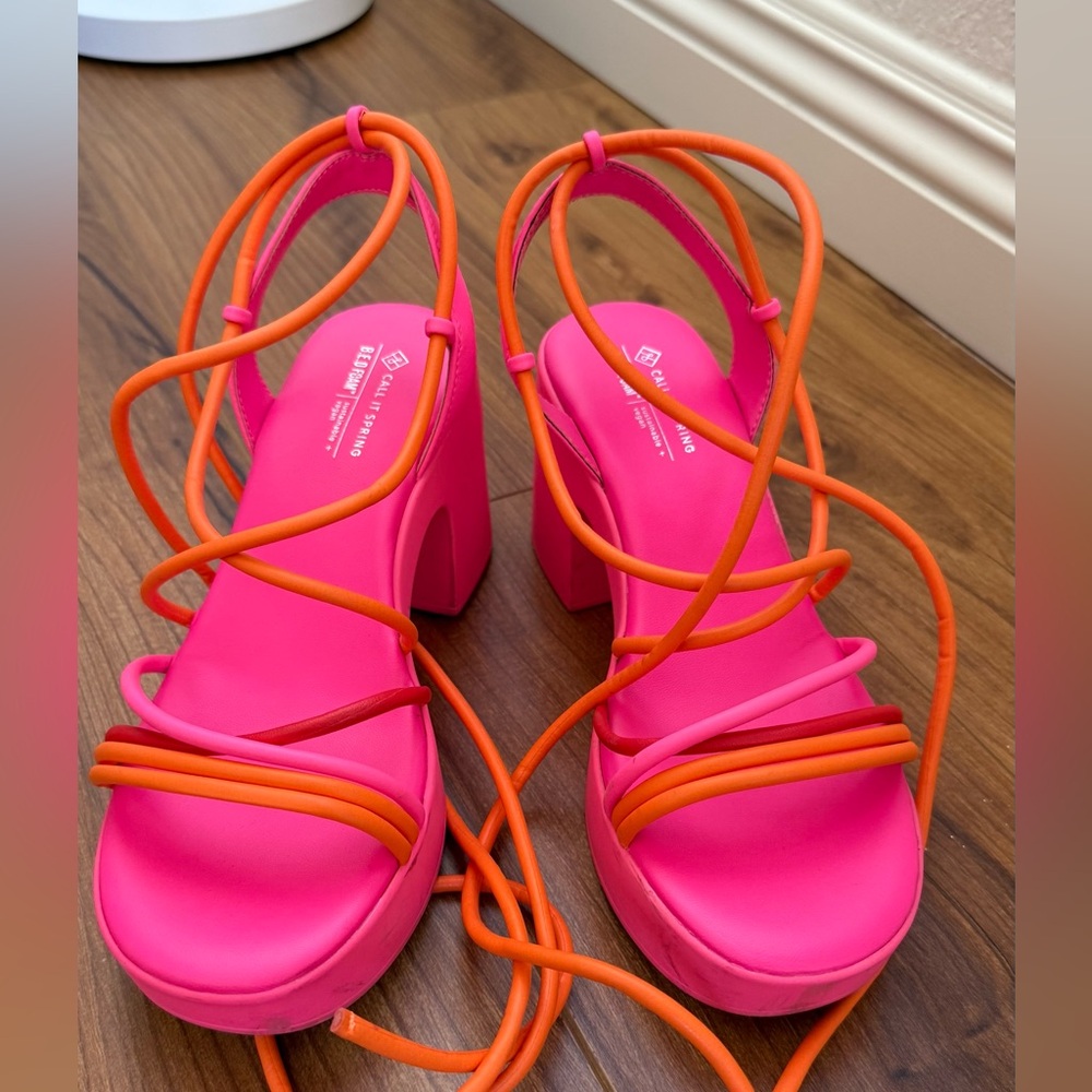 Call It Spring Pink and Orange Platform Heels